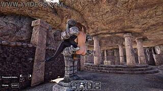 lara's tight ass stretches huge around giant robot cock in hentai animation creampie squirt