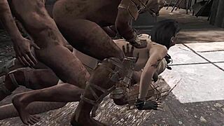 four filthy raiders gangbang tattooed hentai babe with anal double penetration and big tits