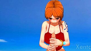 nami delivers intense blowjob handjob and titty fuck in one piece