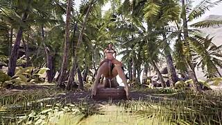 ever seen lara croft's pussy and ass brim-full of statue's huge cock cum?