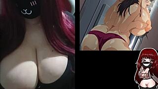 chubby goth milf watches hentai while squeezing her huge oiled tits 😍🔥