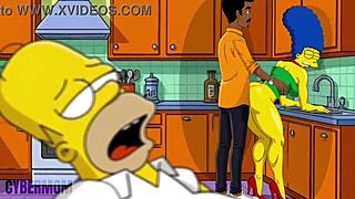 Married housewife anal fucked in kitchen. Cuckold cartoon watches.