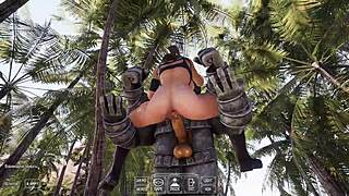 lara croft begs ancient statue for deep semen creampie fill