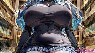 Busty Curvy Chubby BBW Fucked Hard in College Library Anime AI Hentai Big Tits Public Sex Creampie