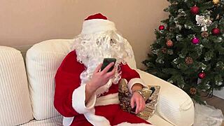 Santa Claus Pounds Whore Snow Maiden In Cowgirl Then Cums On Her Big Tits