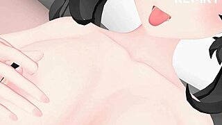 Giantess Luna masturbates with food while huge mouse visitors watch MMD