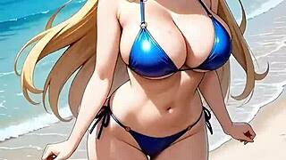 Pregnant Pokémon Cynthia Flaunts Body, Kisses, and Licks on Beach