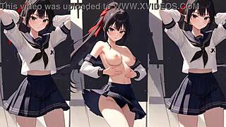 Korean anime girl dances in JK outfit with smooth AI style