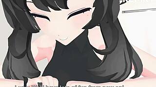 Giantess Luna masturbates with food while huge mouse visitors watch MMD