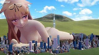 giantess mmd plays with city huge size fetish masturbation fun 🏙️💥