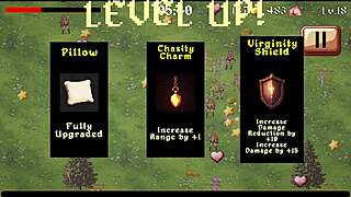 Virgin warrior knight in hentai game saves big cock first time for sexy lady but faces femdom gangbang creampie