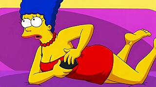 hey this married housewife cheats on her cuck hubby right on that pink couch simpsons style