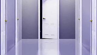 christmas hmv swings big tits boobs into festive hentai door action all around