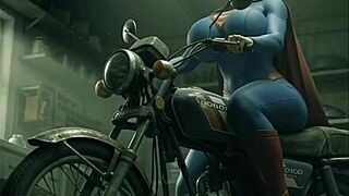 supergirl rides her old honda bike in smooth 3d blender animation