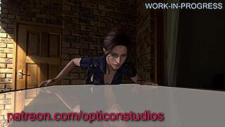 3D Claire Redfield Fucked Hard by Futa Against Table