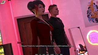 Asian bartender bends desk for hard creampie pounding