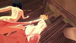 annie and mikasa feel ecstasy in wild foursome creampie orgy doggystyle bliss