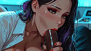 arcade milf can't resist sucking that massive black cock in her sexy outfit game room ai